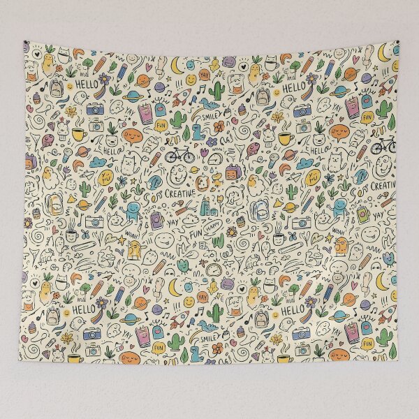 Item preview, C Whimsical Hand Drawn Folk Art Doodle Pattern designed and sold by ART ATTACK ZONE.