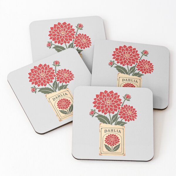 Item preview, Red Dahlia Flowers in Vintage Seed Packet Style designed and sold by hattie's.