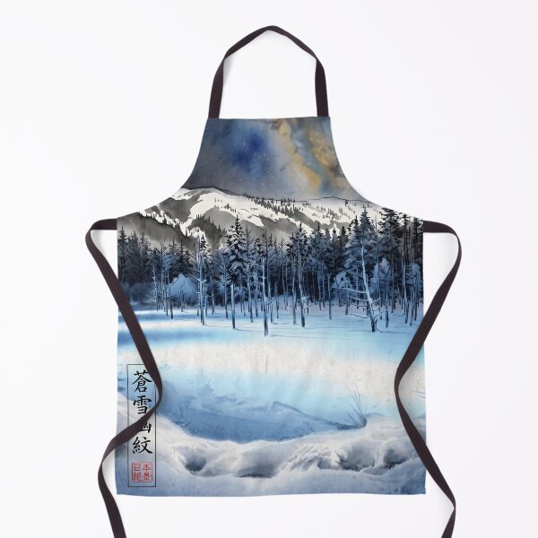 Item preview, Sumi-e Shirogane Blue Pond Winter Art designed and sold by conohitoAI-ArtGallery.