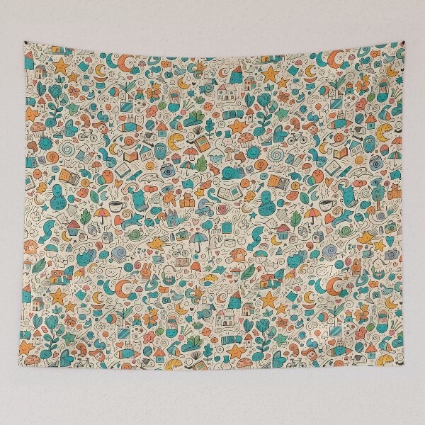 Item preview, D Whimsical Hand Drawn Folk Art Doodle Pattern designed and sold by ART ATTACK ZONE.