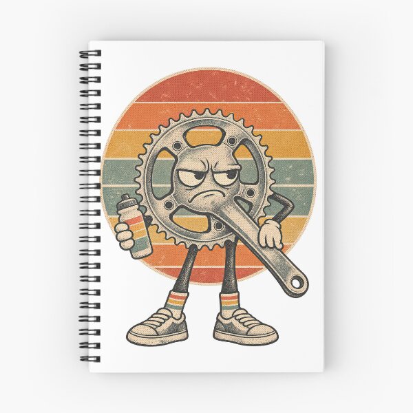 Item preview, Cranky Bicycle Crankset Mascot Character Retro Sunset Day designed and sold by yassin-stags.