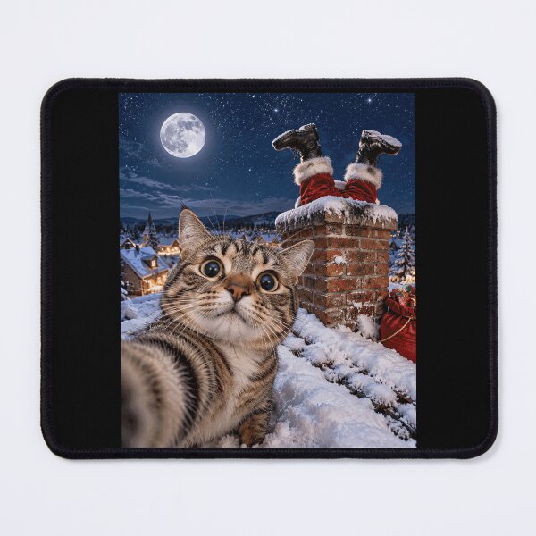Item preview, Rooftop Cat Selfie Santa Stuck in Chimney Christmas designed and sold by adiencarteras.