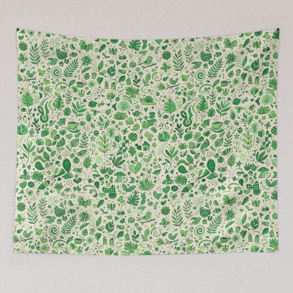 Item preview, H Whimsical Hand Drawn Folk Art Doodle Pattern designed and sold by ART ATTACK ZONE.