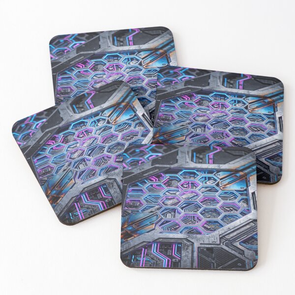 Item preview, A futuristic cyberpunk metallic grid pattern designed and sold by Solomon-Ent-144.