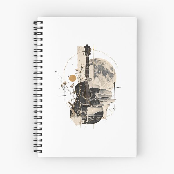 Item preview, Celestial Acoustic Guitar Full Moon Oceanic Collage Art designed and sold by zzz888.