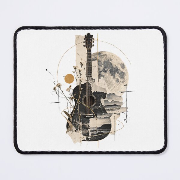 Item preview, Celestial Acoustic Guitar Full Moon Oceanic Collage Art designed and sold by zzz888.