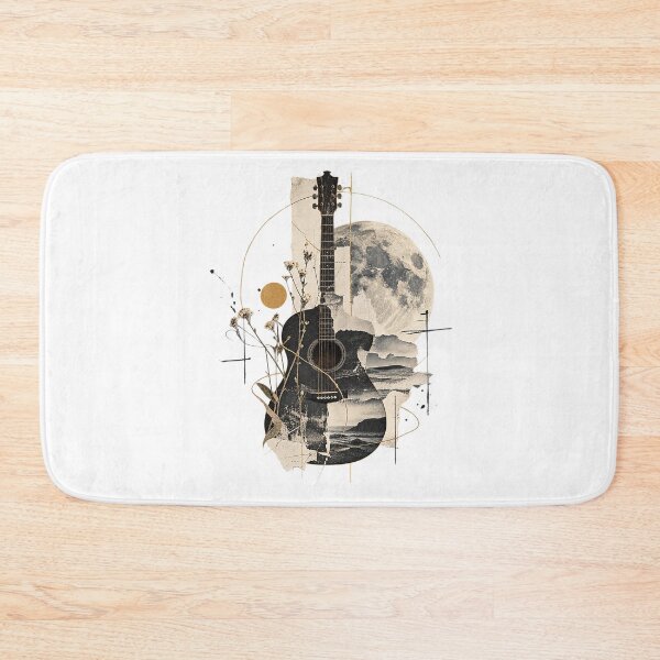 Item preview, Celestial Acoustic Guitar Full Moon Oceanic Collage Art designed and sold by zzz888.