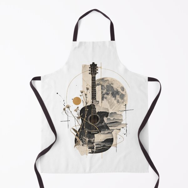 Item preview, Celestial Acoustic Guitar Full Moon Oceanic Collage Art designed and sold by zzz888.
