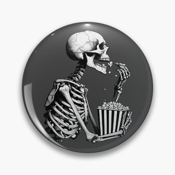 Item preview, Skeleton Eating Popcorn Movie Night Linocut designed and sold by Lady-K-.