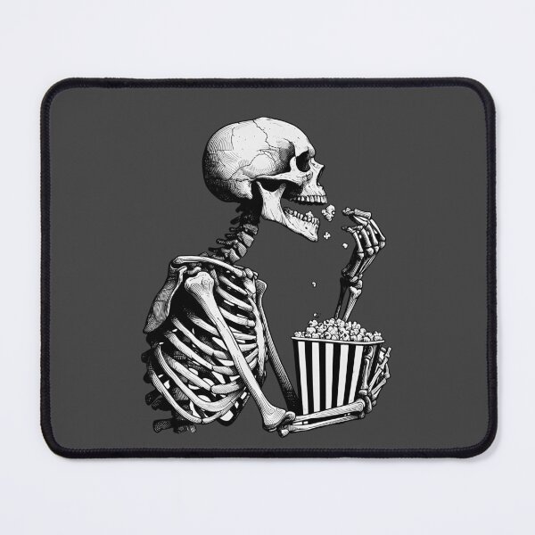 Item preview, Skeleton Eating Popcorn Movie Night Linocut designed and sold by Lady-K-.