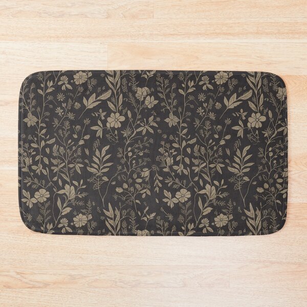 Item preview, Dark Charcoal Gold Botanical Floral Repeat Pattern designed and sold by Mindful Wall Art Studio.