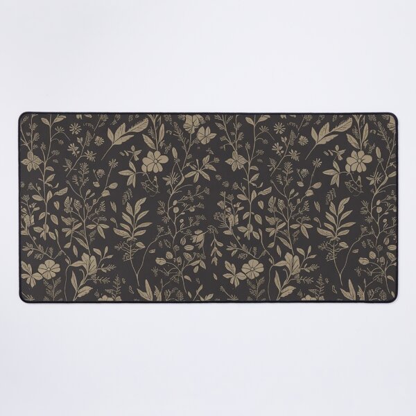 Item preview, Dark Charcoal Gold Botanical Floral Repeat Pattern designed and sold by Mindful Wall Art Studio.