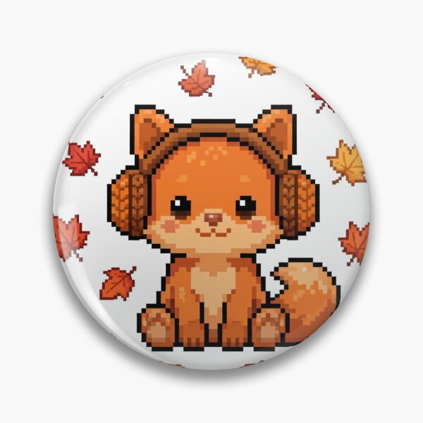 Item preview, Autumn Fox in Headphones Pixel Art Fall Leaves designed and sold by Ebodega.