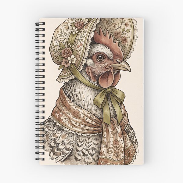 Item preview, Vintage Cottagecore Chicken in Bonnet Floral Illustration designed and sold by ZahraaStudio.