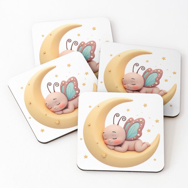 Item preview, Cute 3D Baby Butterfly on Crescent Moon Lullaby Cartoon designed and sold by SORVas.