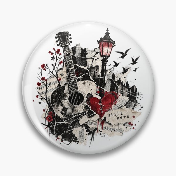 Item preview, Echoes of Resilience Vintage Acoustic Guitar Collage designed and sold by zzz888.