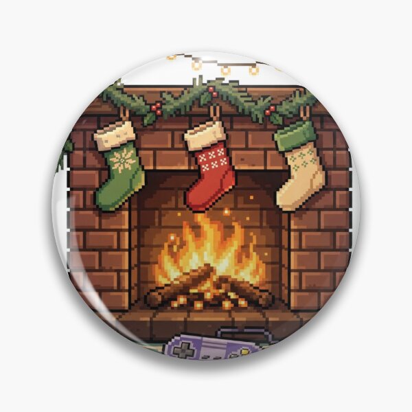 Item preview, Cozy Christmas Fireplace Gamer Pixel Art Stockings designed and sold by Ebodega.
