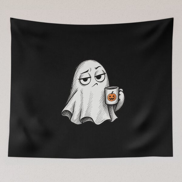 Item preview, Boo Sheet Funny Grumpy Ghost Pumpkin Coffee Mug Artwork designed and sold by Aqouiatiqe.