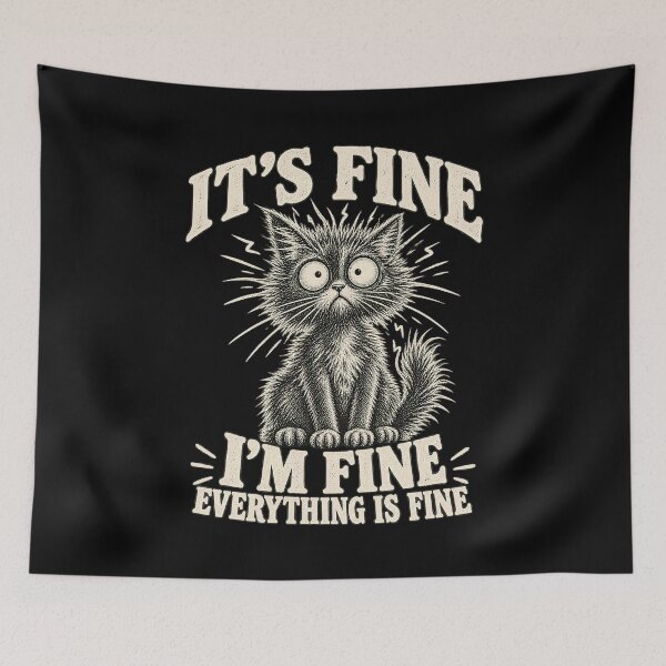 Item preview, Its Fine Im Fine Everything Fine Steaming Coffee Feline designed and sold by yassin-stags.