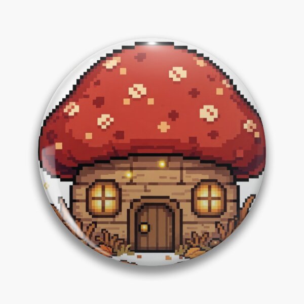 Item preview, Mushroom Cottage Autumn Pixel Art Cottagecore designed and sold by Ebodega.