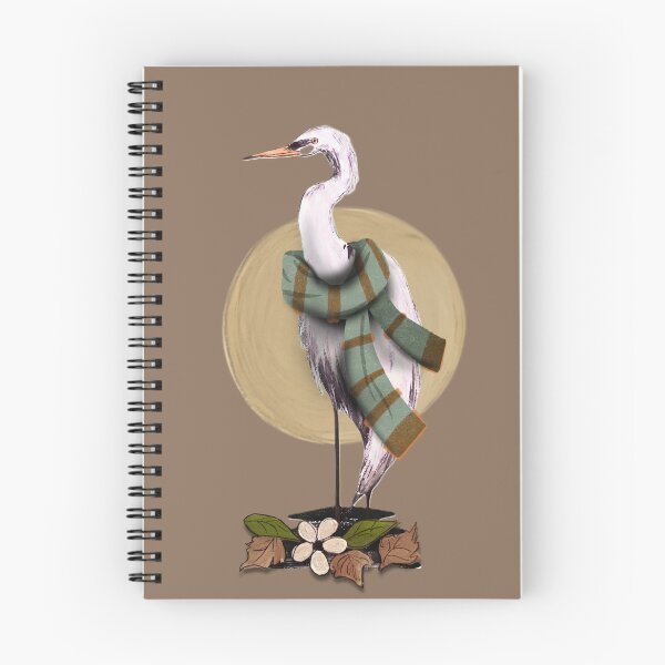 Item preview, Cozy Egret in a Scarf – Whimsical Autumn Bird Art designed and sold by ArtistsAtticWI.