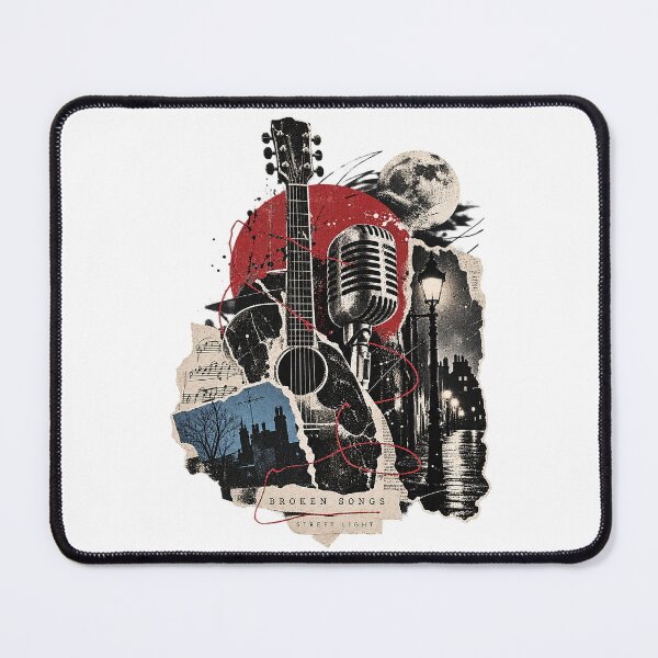 Item preview, Midnight Melody Vintage Guitar and Retro Microphone Collage designed and sold by zzz888.