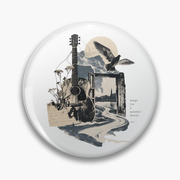 Item preview, Songs for a Quieter World Vintage Folk Guitar Collage designed and sold by zzz888.