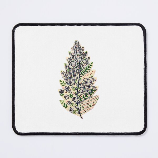 Item preview, fern leaf in sashiko mix cute design designed and sold by Maewshooter.