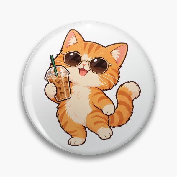 Item preview, Cute Orange Cat Iced Coffee Lover Sticker designed and sold by panumas720.