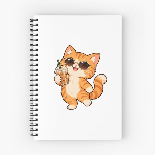 Item preview, Cute Orange Cat Iced Coffee Lover Sticker designed and sold by panumas720.
