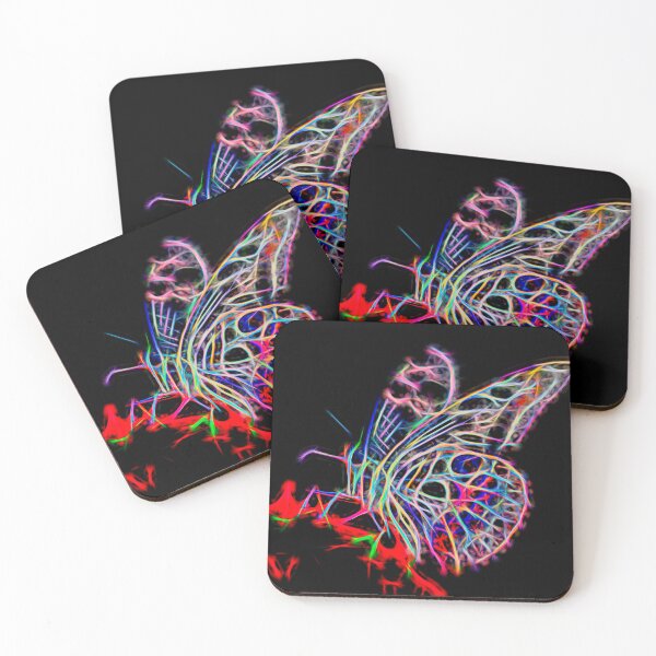 Item preview, Colorful neon butterfly – Abstract colors on black designed and sold by Nicole Bleck.