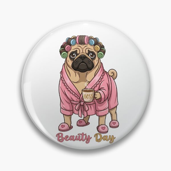 Item preview, Pug in a pink bathrobe on beauty day designed and sold by Angel & Mortimer .