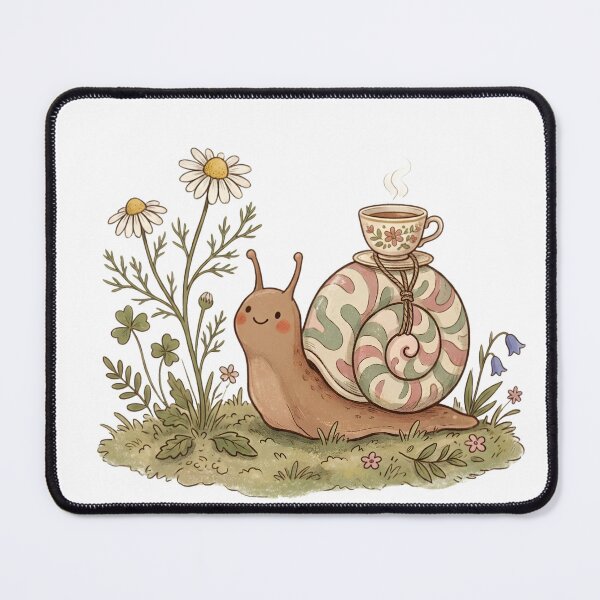 Item preview, Slow Life Snail with Daisies and Teacup Cottagecore Design designed and sold by abdelski.