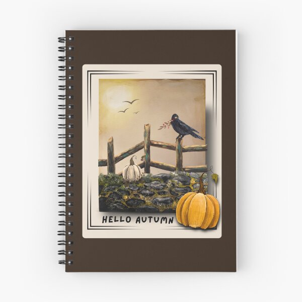 Item preview, Hello Autumn Crow & Pumpkins – Rustic Fall Storybook Art designed and sold by ArtistsAtticWI.