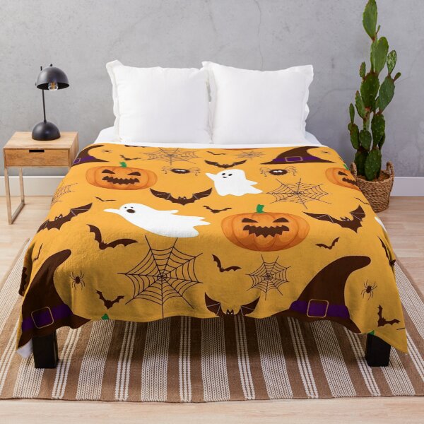 Item preview, Halloween Pumpkin, Ghost, Witch Hat and Spiderweb Seamless Pattern designed and sold by interdesigner.