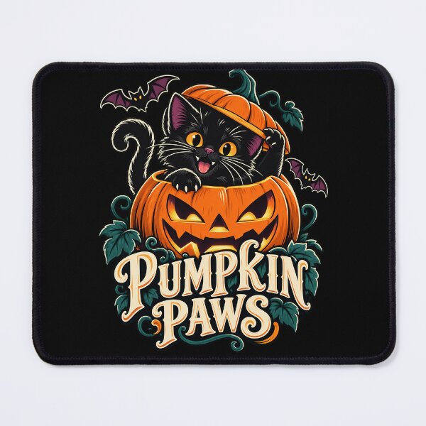 Item preview, Pumpkin Paws – Black Cat and Jack-o-Lantern designed and sold by electricpeacock.