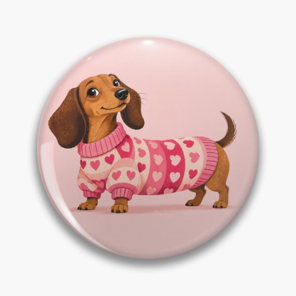 Item preview, Dachshund wears pink heart sweater designed and sold by anytka.