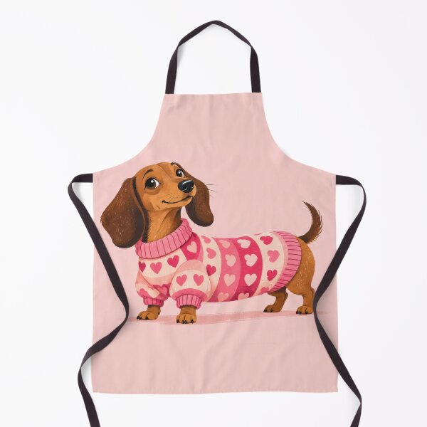 Item preview, Dachshund wears pink heart sweater designed and sold by anytka.