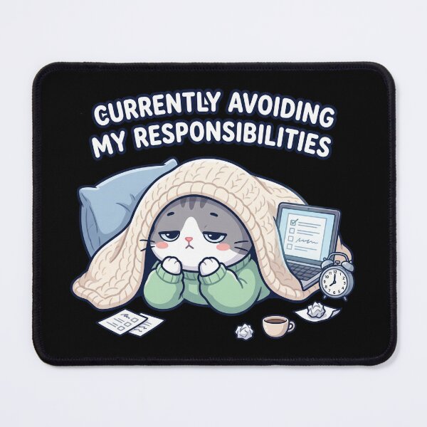 Item preview, Currently Avoiding My Responsibilities – Funny Procrastinating Cat designed and sold by Mbk Studios.