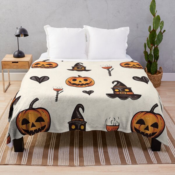 Item preview, Spooky Halloween Pumpkin, Witch Hat and Torch Seamless Pattern designed and sold by interdesigner.