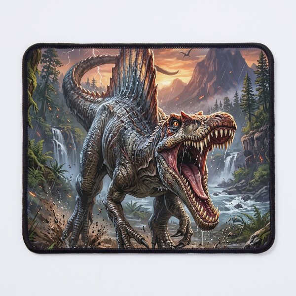 Item preview, Roaring Spinosaurus Charging Through a Jurassic Landscape designed and sold by Lucid Dream Pixel.