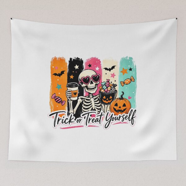 Item preview, Trick Or Treat Yourself Colorful Halloween Skeleton designed and sold by CleanDecor.