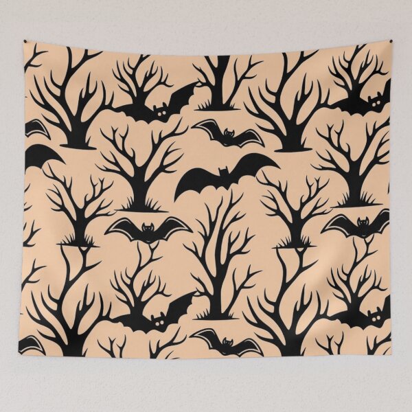Item preview, Halloween Spooky Trees and Bats Silhouette Seamless Pattern designed and sold by interdesigner.