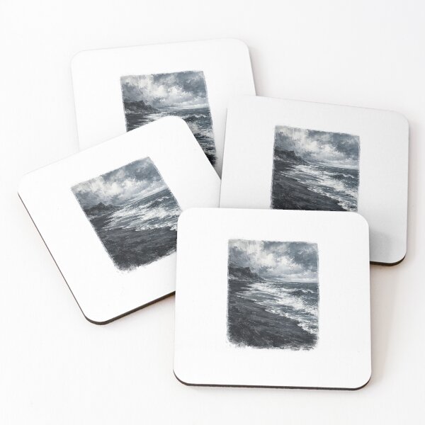 Item preview, Black Sand Beach | Dramatic Expressive Seascape designed and sold by PawsAndpetalstudio.