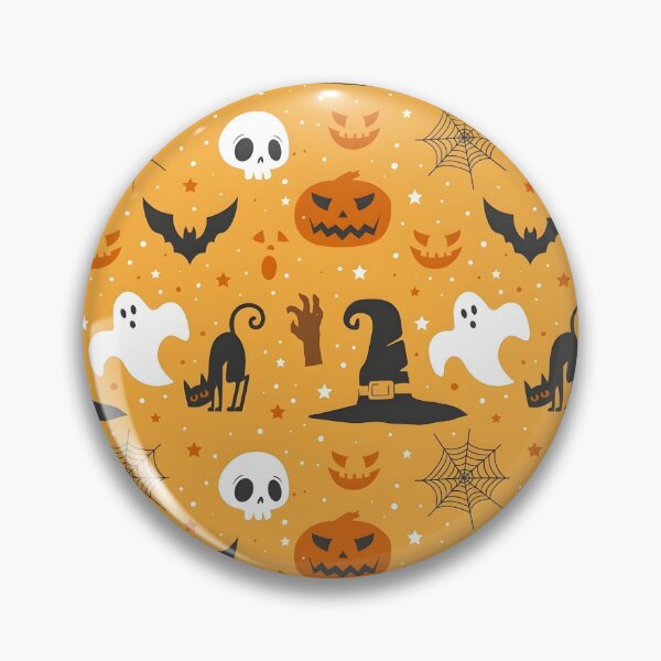 Item preview, Cute Halloween Witch Hat, Ghost, Black Cat and Pumpkin Seamless Pattern designed and sold by interdesigner.