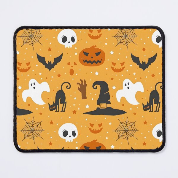 Item preview, Cute Halloween Witch Hat, Ghost, Black Cat and Pumpkin Seamless Pattern designed and sold by interdesigner.