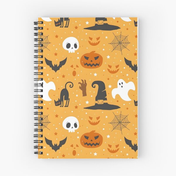 Item preview, Cute Halloween Witch Hat, Ghost, Black Cat and Pumpkin Seamless Pattern designed and sold by interdesigner.