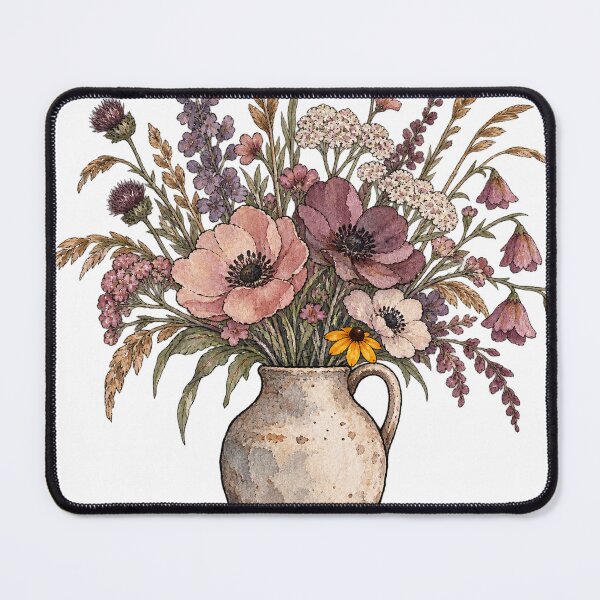 Item preview, Vintage Wildflowers in Rustic Ceramic Vase Watercolor designed and sold by Jessie's Palette.