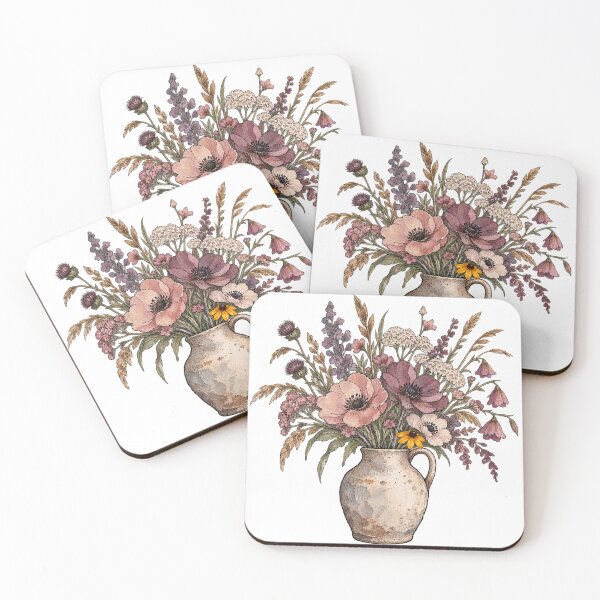 Item preview, Vintage Wildflowers in Rustic Ceramic Vase Watercolor designed and sold by Jessie's Palette.