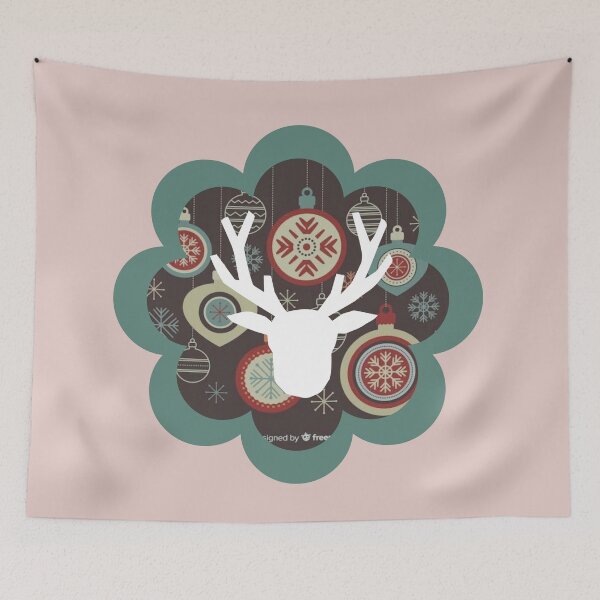 Item preview, Rustic White Reindeer & Christmas Ornaments Ornament Art designed and sold by Liberarteprint.